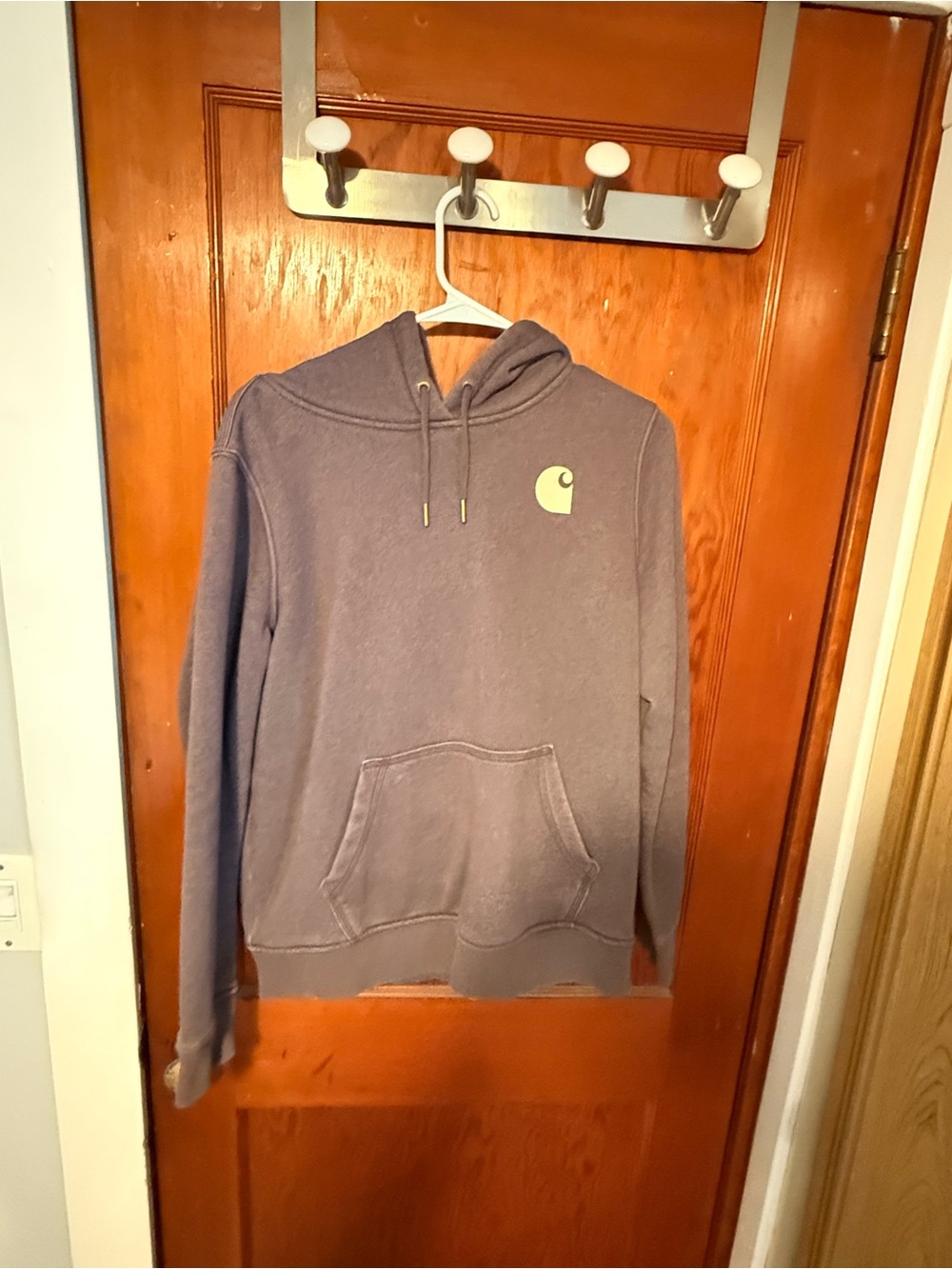 Carhartt Men's Hooded Pullover in Faded Gray with Yellow Logo